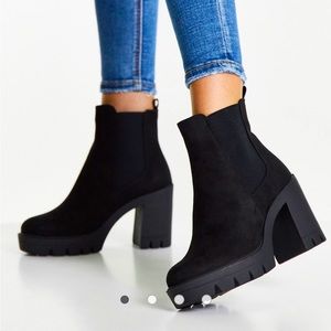 ASOS size 12 black suede booties